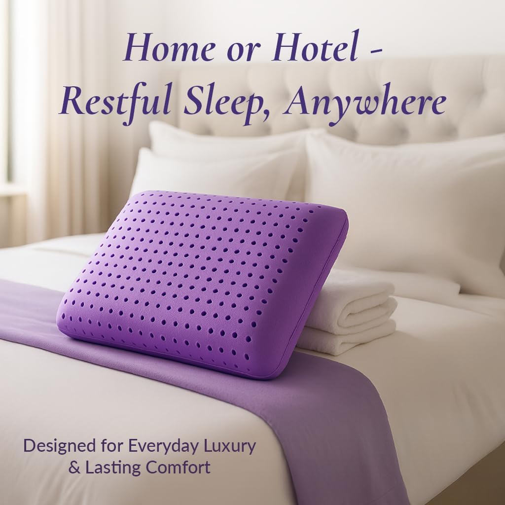 OMEO Lavender Scent Pillow, Ventilated Cooling Memory Foam Pillow for Back, Side and Stomach Sleepers Support, Sleeping Pillows for Adults - Home and Hotel Essentials