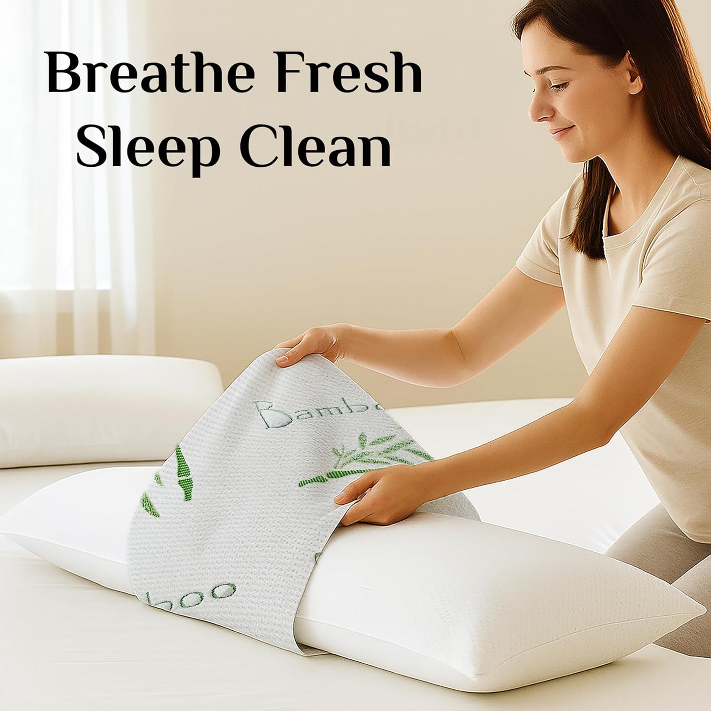 OMEO Full Body Pillowcase – Ultra Soft Bamboo Rayon Cover for Memory Foam Pillow, Cooling Breathable Zippered Case, Machine Washable, 20x54 Inches, for Side Sleepers