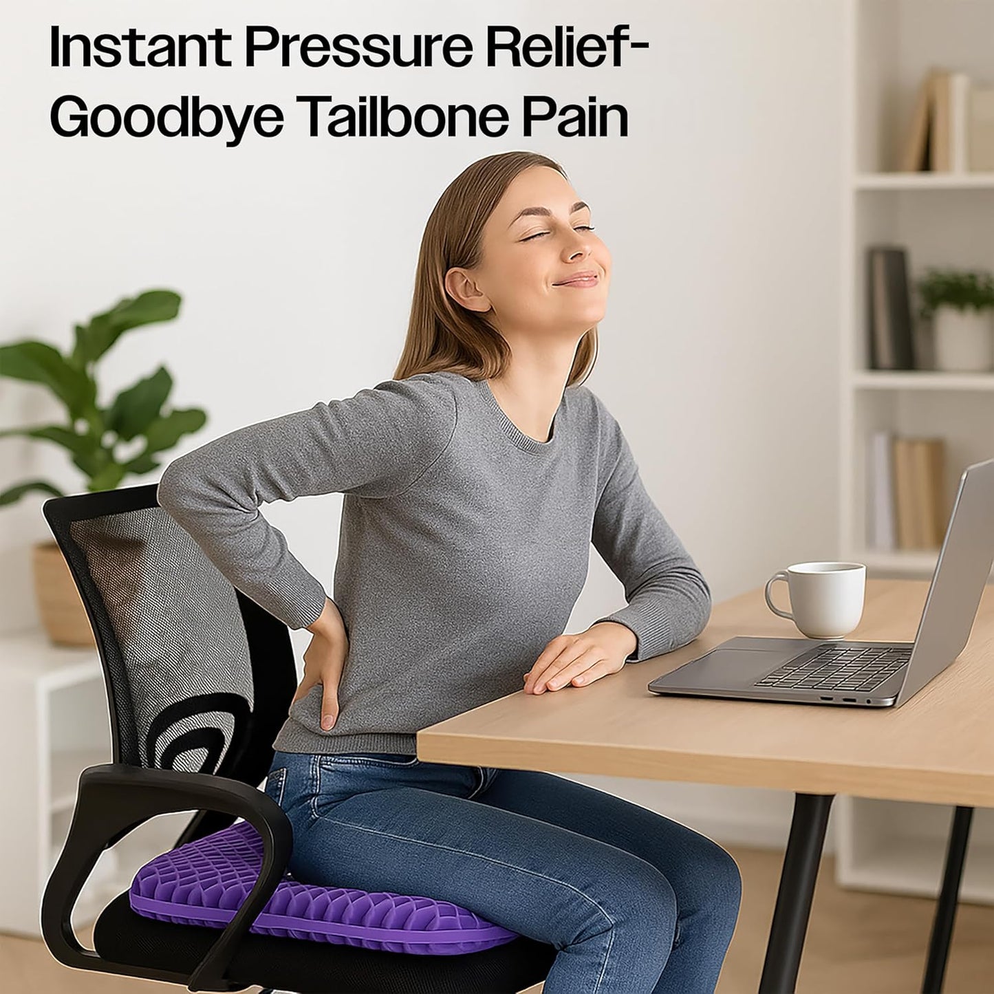OMEO Lavender Back & Seat Cushion – Tailbone, Sciatica & Pressure Relief – Office Chair, Car Seat, Wheelchair – Comfort for Long Sitting, Driving, Flights – Post-Surgery Support Pillow