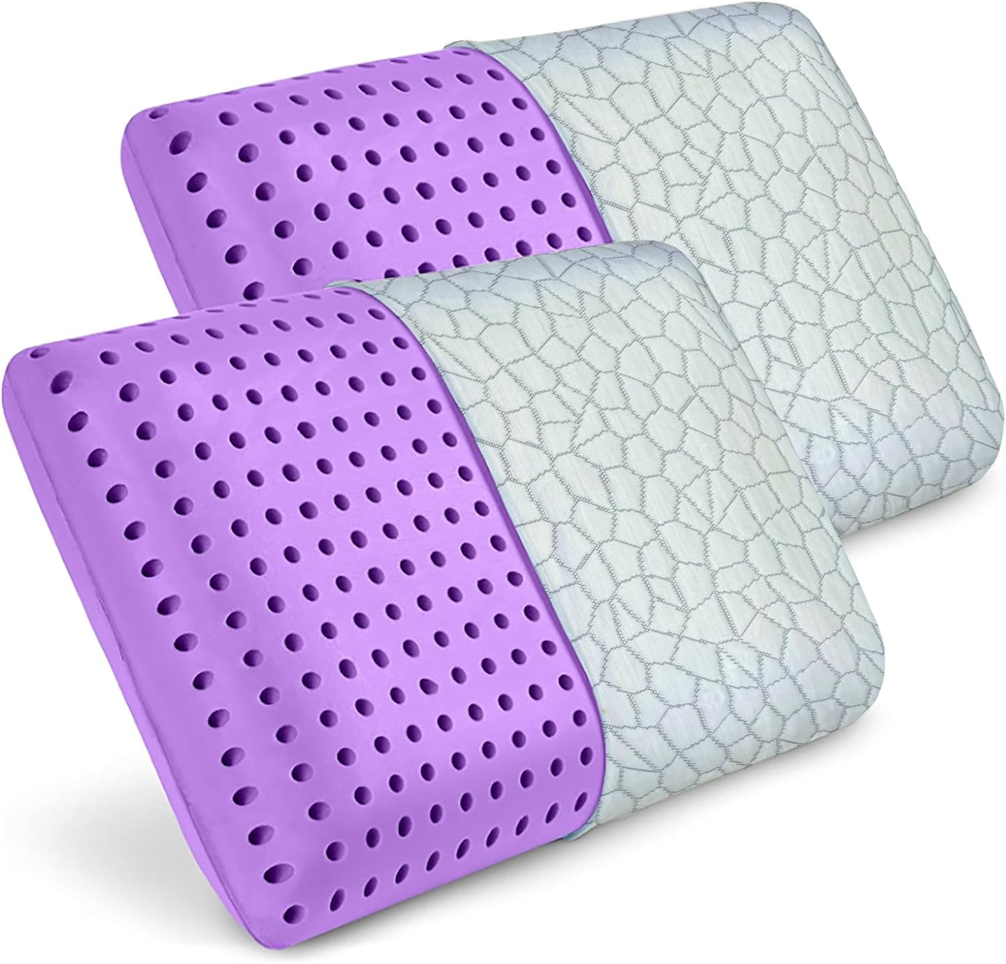 OMEO Lavender Scent Pillow, Ventilated Cooling Memory Foam Pillow for Back, Side and Stomach Sleepers Support, Sleeping Pillows for Adults - Home and Hotel Essentials