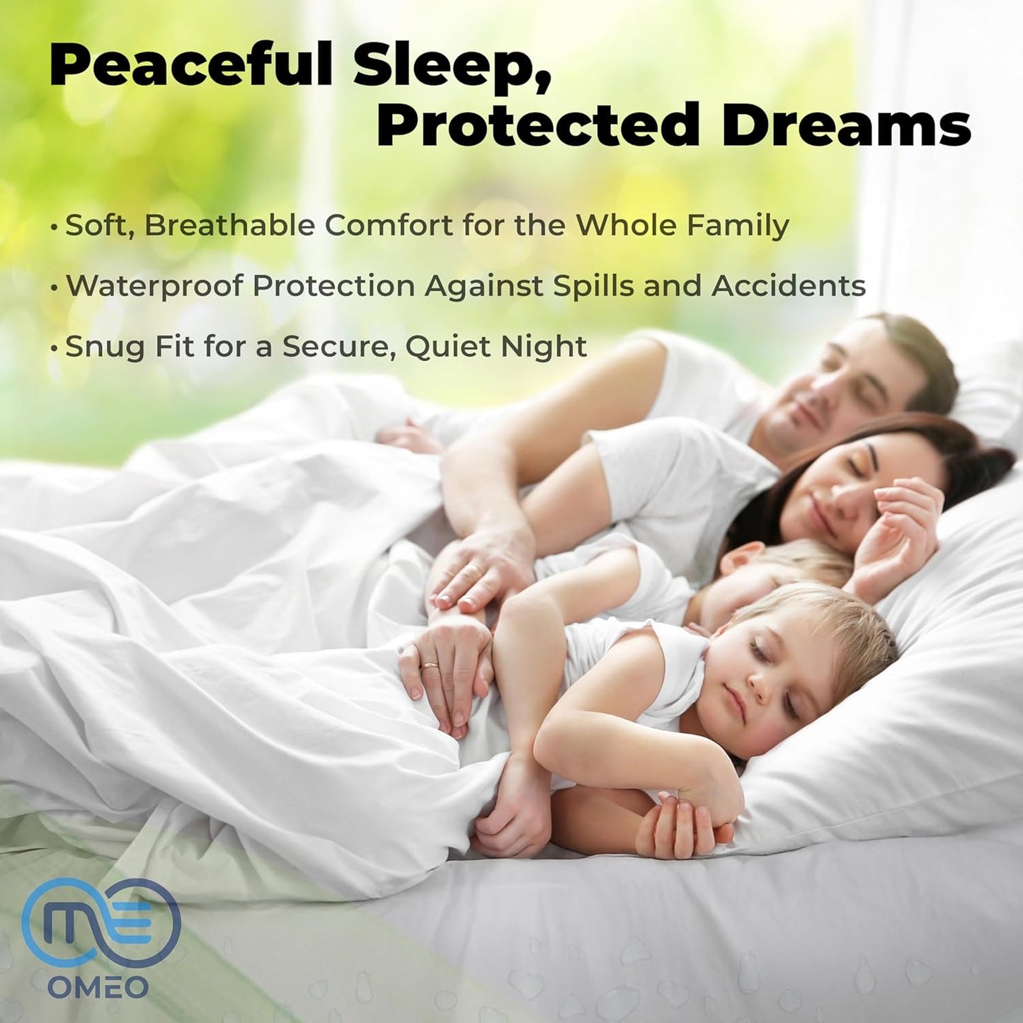 OMEO Waterproof Mattress Protector - Mattress Cover Protector Breathable Soft Machine Washable Cotton Mattress Cover for Bed