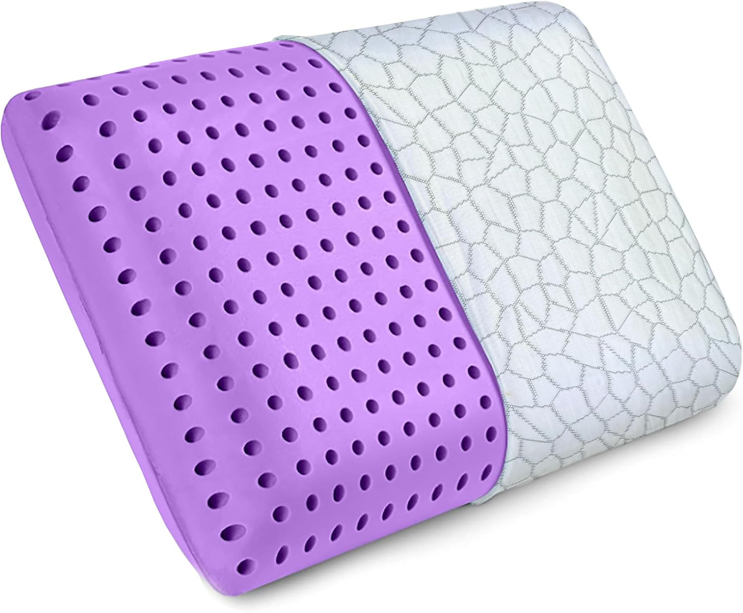 OMEO Lavender Scent Pillow, Ventilated Cooling Memory Foam Pillow for Back, Side and Stomach Sleepers Support, Sleeping Pillows for Adults - Home and Hotel Essentials