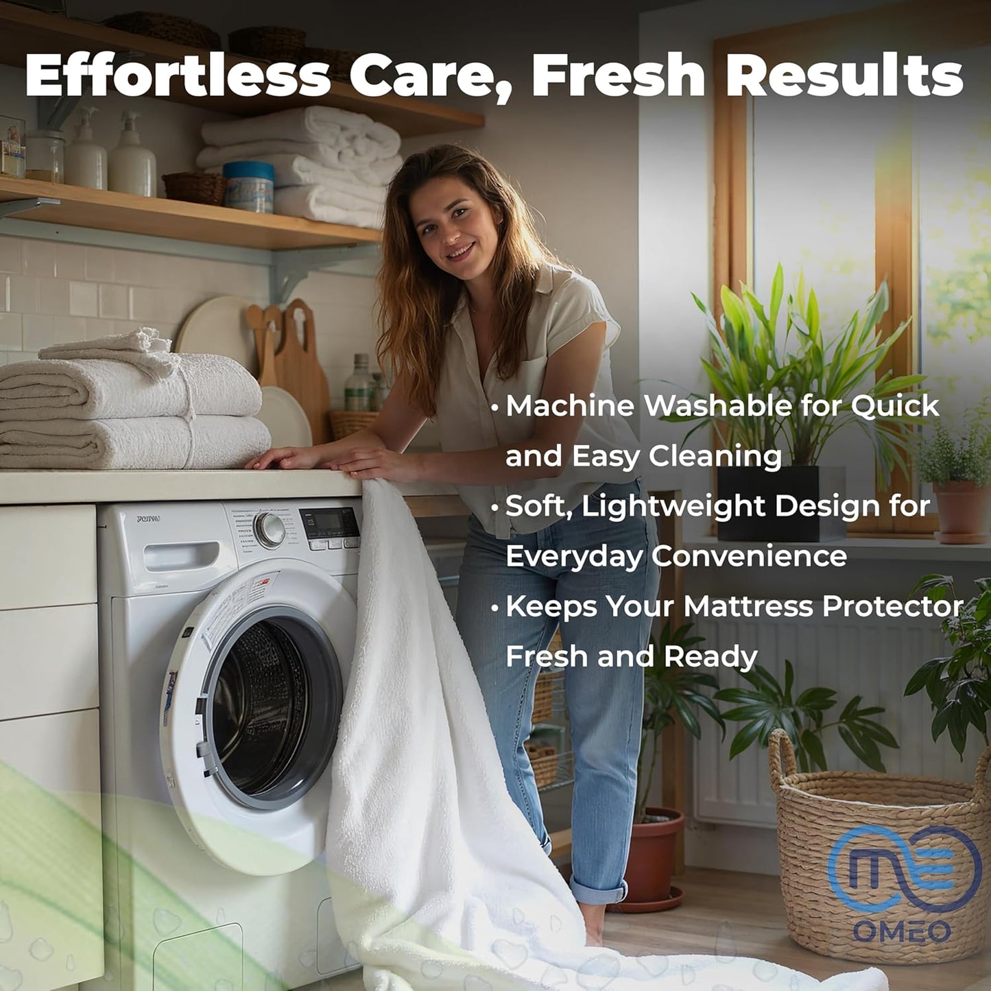 OMEO Waterproof Mattress Protector - Mattress Cover Protector Breathable Soft Machine Washable Cotton Mattress Cover for Bed