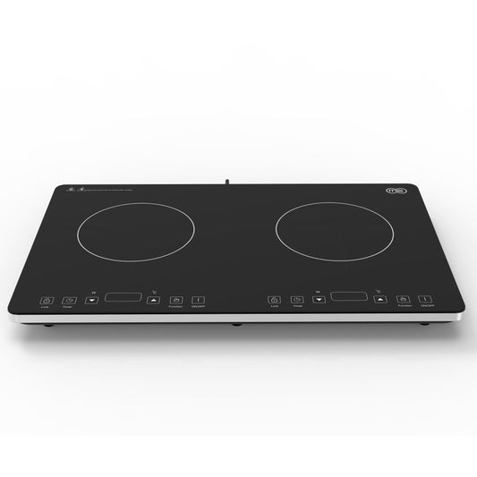 OMEO Portable Double Induction Cooktop 2 Burner Electric Cooktop, Touch Control 110V Induction Cooker with Safety Lock, Pause, Auto Shutoff Timer Setting, 9 Heating Level and Overheating Protection