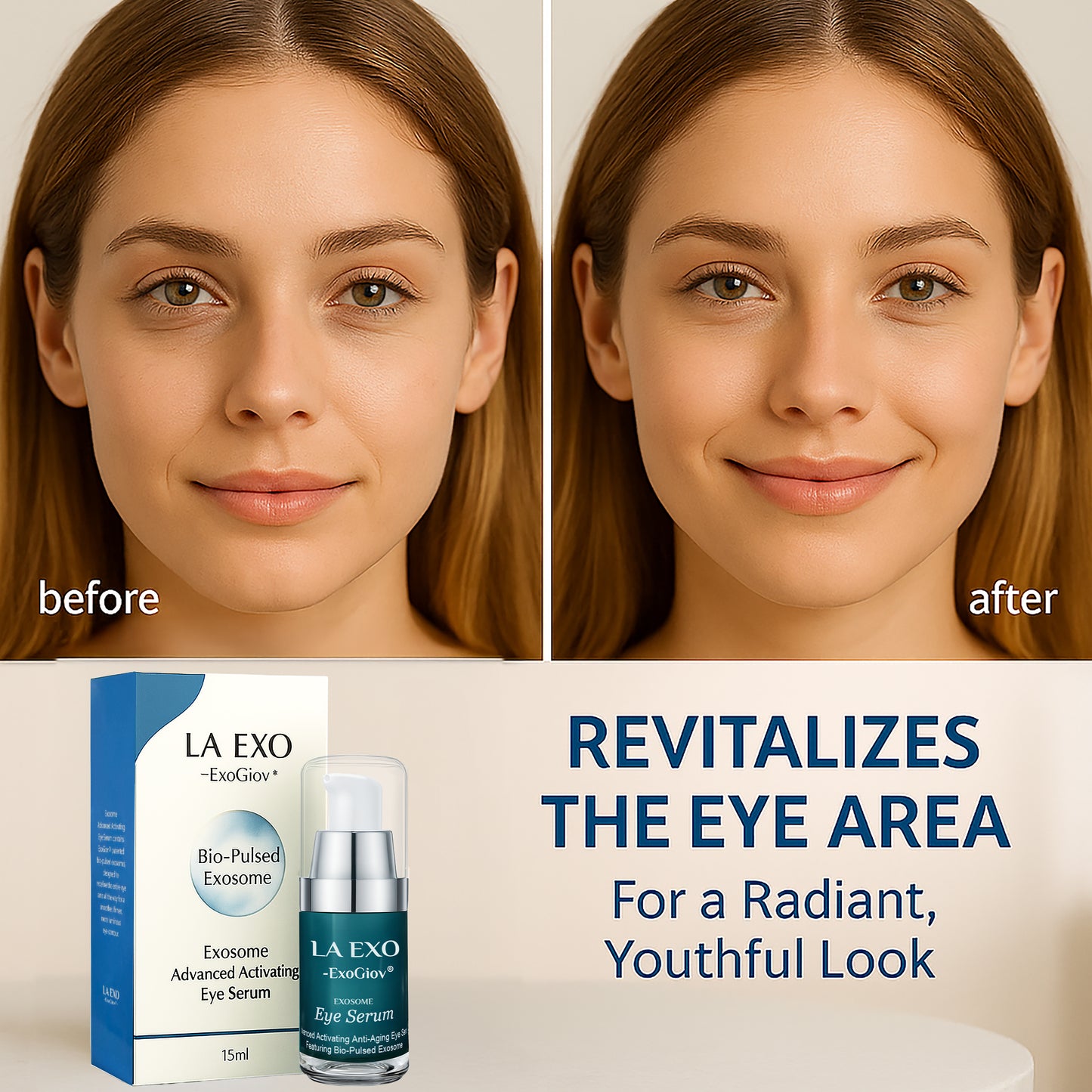 Exosome Eye Serum – Advanced Anti-Aging Treatment for Puffiness, Dark Circles & Fine Lines – Brightening & Smoothing Undereye Skin Care, 15ml