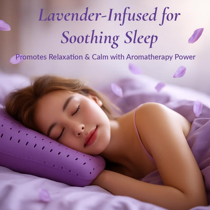 OMEO Lavender Scent Pillow, Ventilated Cooling Memory Foam Pillow for Back, Side and Stomach Sleepers Support, Sleeping Pillows for Adults - Home and Hotel Essentials