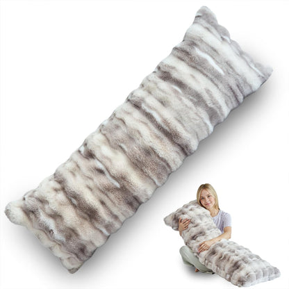 OMEO Winter Fluffy Full Body Pillow – Memory Foam Pregnancy Pillow, Nursing Pillow for Side Sleepers, Weighted Body Pillow for Adults, Soft Cow Print Cover