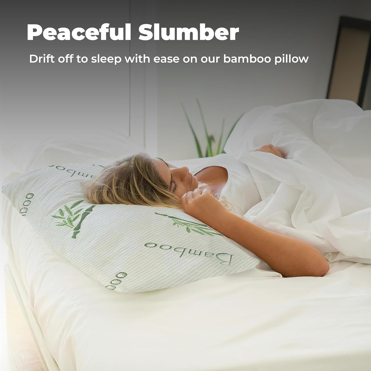 OMEO 2 Pack Rayon Derived from Bamboo Pillow for Sleeping Shredded Memory Foam Bed Pillows for Side, Back and Stomach Sleepers, Soft, Cooling, Adjustable and Washable Cover