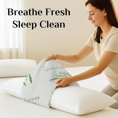 OMEO Full Body Pillowcase – Ultra Soft Bamboo Rayon Cover for Memory Foam Pillow, Cooling Breathable Zippered Case, Machine Washable, 20x54 Inches, for Side Sleepers