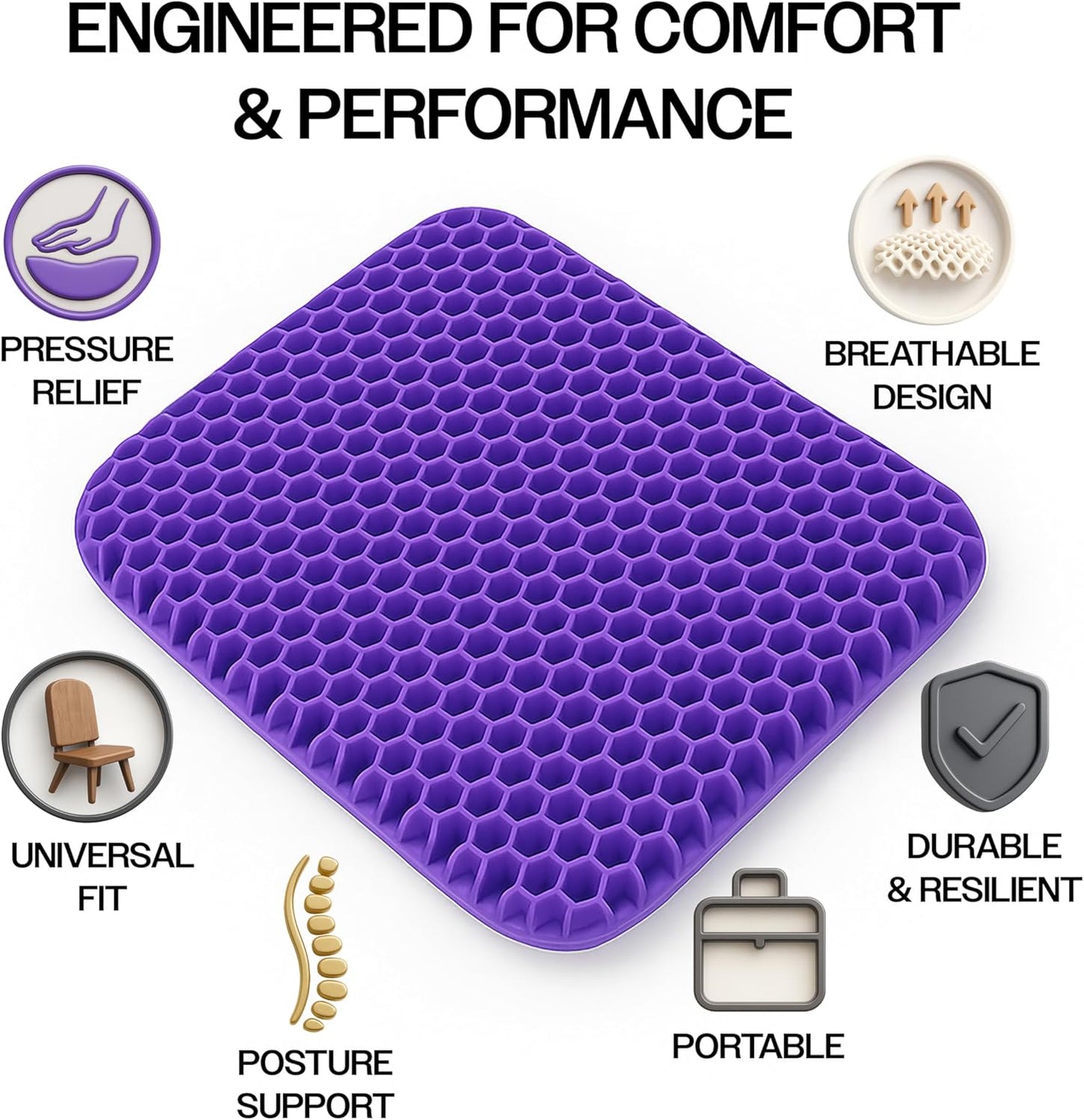 OMEO Lavender Back & Seat Cushion – Tailbone, Sciatica & Pressure Relief – Office Chair, Car Seat, Wheelchair – Comfort for Long Sitting, Driving, Flights – Post-Surgery Support Pillow
