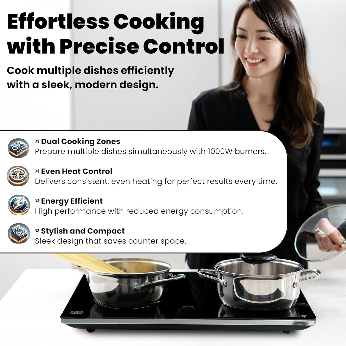 OMEO Portable Double Induction Cooktop
