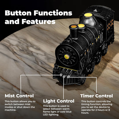 OMEO Small Train Aromatherapy Humidifier & Essential Oil Diffuser - Dual Mist, Quiet Ultrasonic, 300ML Tank, Remote Control, LED Light, Air Purifier for Home, Office, and Bedroom Use