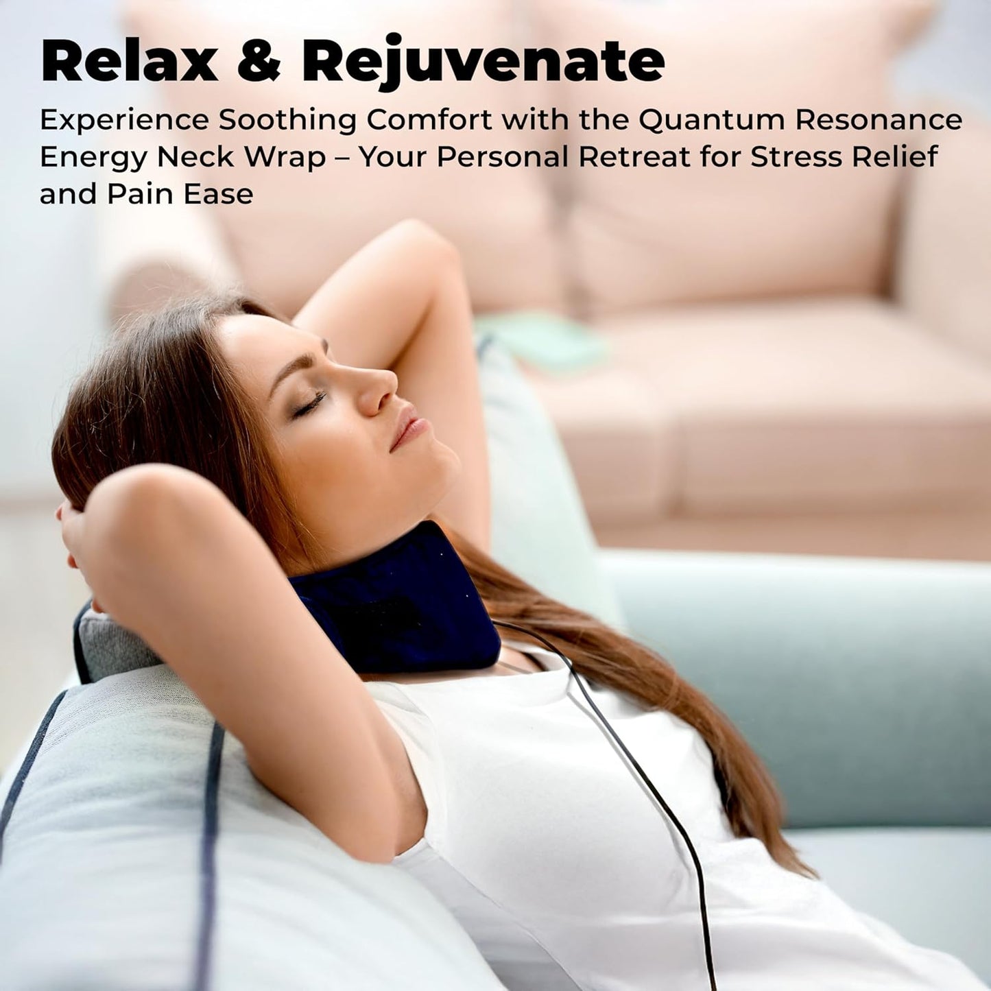 OMEO Quantum Resonance Energy Heated Neck Wrap, Bio-Energy Wave Therapy Device, Head and Eyes, Pain Reliever and Cervical Stiffness Neck Brace for Men and Women Lifestyle Support
