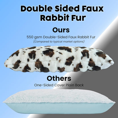 OMEO Winter Fluffy Full Body Pillow – Memory Foam Pregnancy Pillow, Nursing Pillow for Side Sleepers, Weighted Body Pillow for Adults, Soft Cow Print Cover