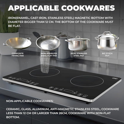 OMEO Portable Double Induction Cooktop