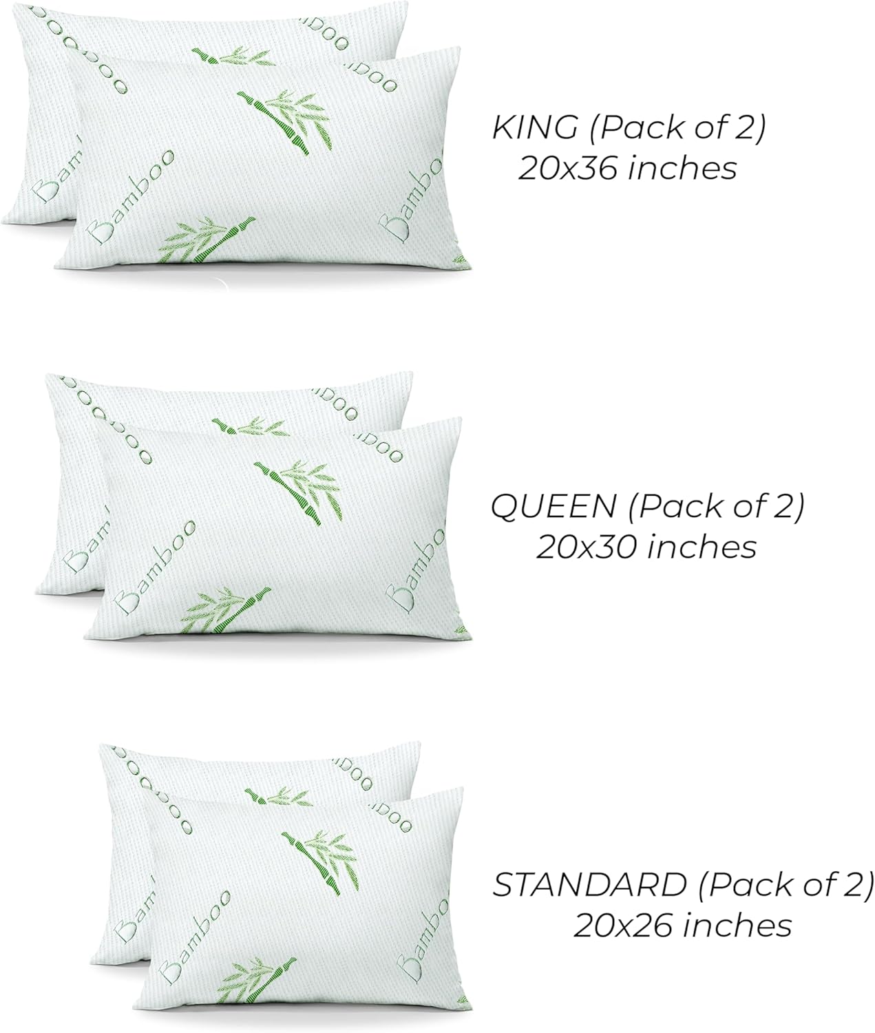 OMEO 2 Pack Rayon Derived from Bamboo Pillow for Sleeping Shredded Memory Foam Bed Pillows for Side, Back and Stomach Sleepers, Soft, Cooling, Adjustable and Washable Cover