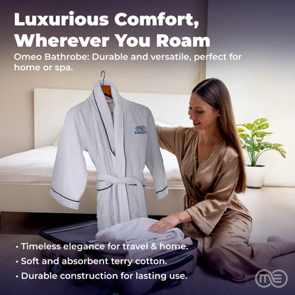 OMEO Bathrobe for Women and Men, V Neck Kimono Unisex Spa Robes for Women, Soft Terry Cloth Fluffy Robe, Luxury Plush Bath Robe Sleepwear, Cozy Warm Hotel-Style Lounge Robes for Adults, Shower Wear