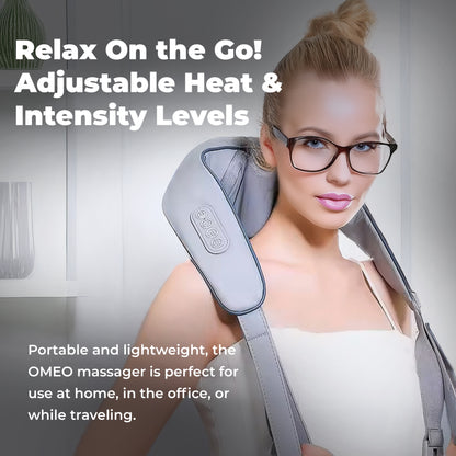 OMEO Neck and Shoulder Massager with Heat - Deep Tissue Kneading for Back, Cervical, Leg, Waist Pain Relief - Electric Muscle Massage for Relaxation -Ideal Gift for Dad, Mom, Elderly Men & Women