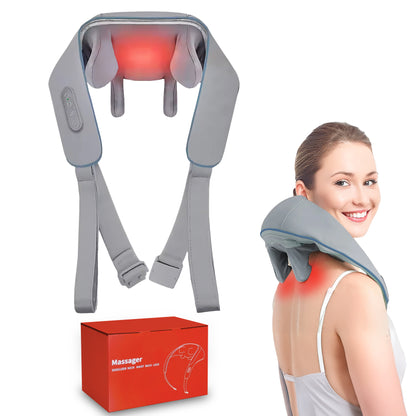 OMEO Neck and Shoulder Massager with Heat - Deep Tissue Kneading for Back, Cervical, Leg, Waist Pain Relief - Electric Muscle Massage for Relaxation -Ideal Gift for Dad, Mom, Elderly Men & Women