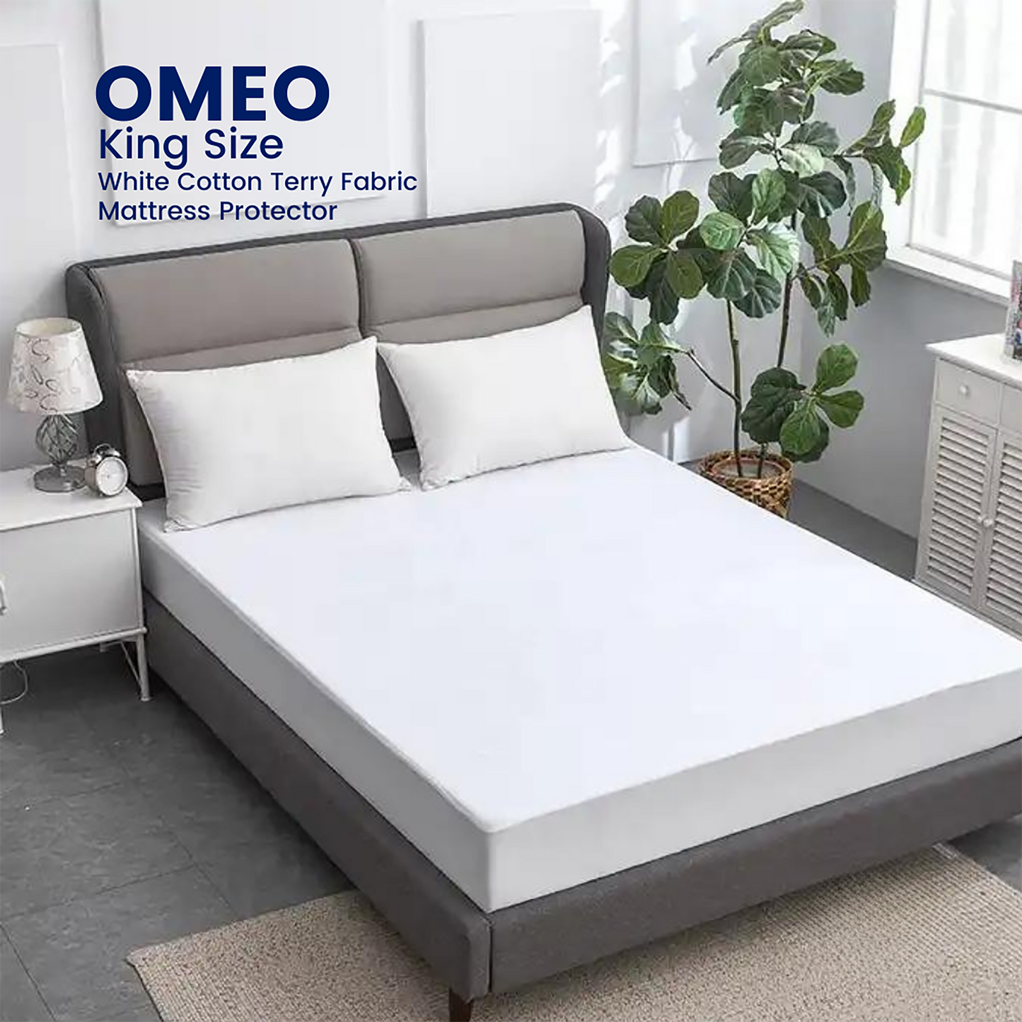 OMEO Waterproof Mattress Protector - Mattress Cover Protector Breathable Soft Machine Washable Cotton Mattress Cover for Bed