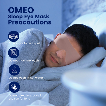 OMOE Sleep Eye Mask Precautions - Do not use force to pull, do not machine wash, do not wash in hot water, do not directly expose in the sun for long.