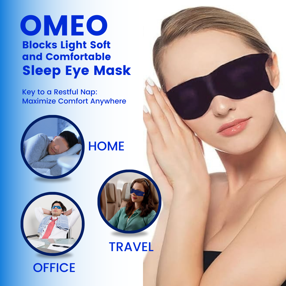 OMEO Blocks light soft and comfortable sleep eye mask, key to a restful nap: Maximize comfort anywhere. Home, office, or travel.