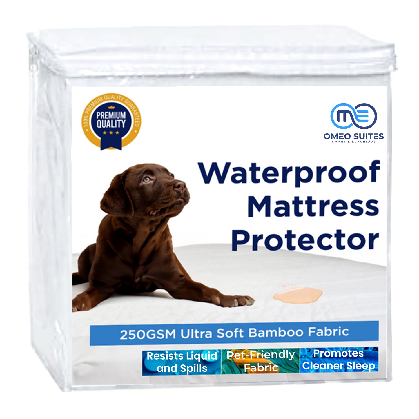 OMEO Waterproof Mattress Protector - Mattress Cover Protector Breathable Soft Machine Washable Cotton Mattress Cover for Bed