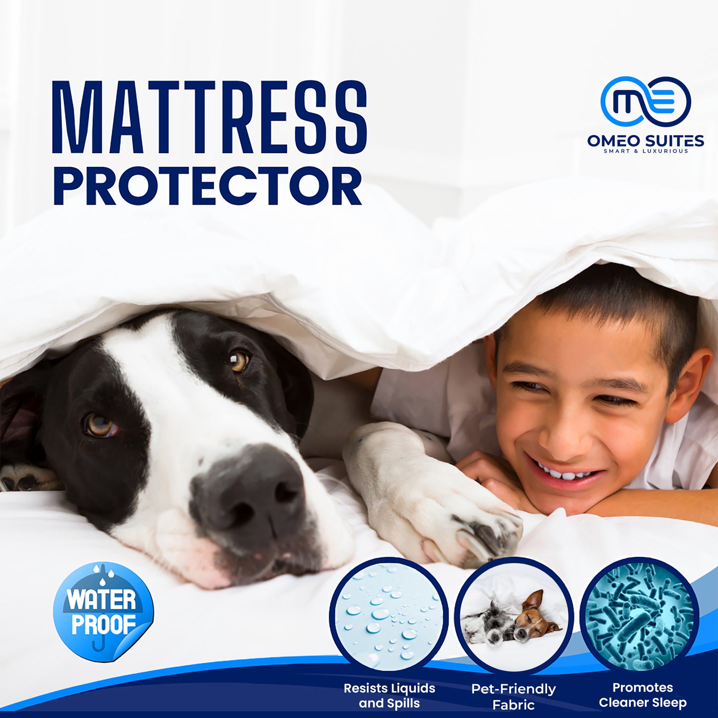 OMEO Waterproof Mattress Protector - Mattress Cover Protector Breathable Soft Machine Washable Cotton Mattress Cover for Bed